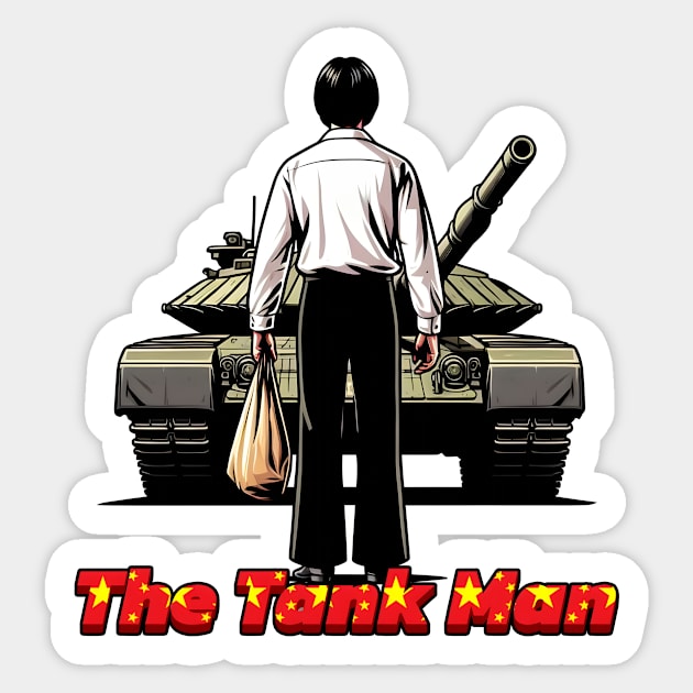 Tank Man Sticker by Rawlifegraphic